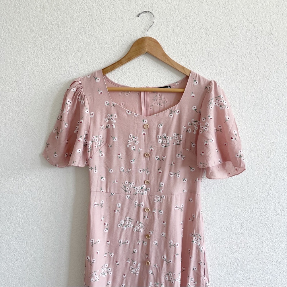 Shein Daisy Print Pink Maxi Dress Medium